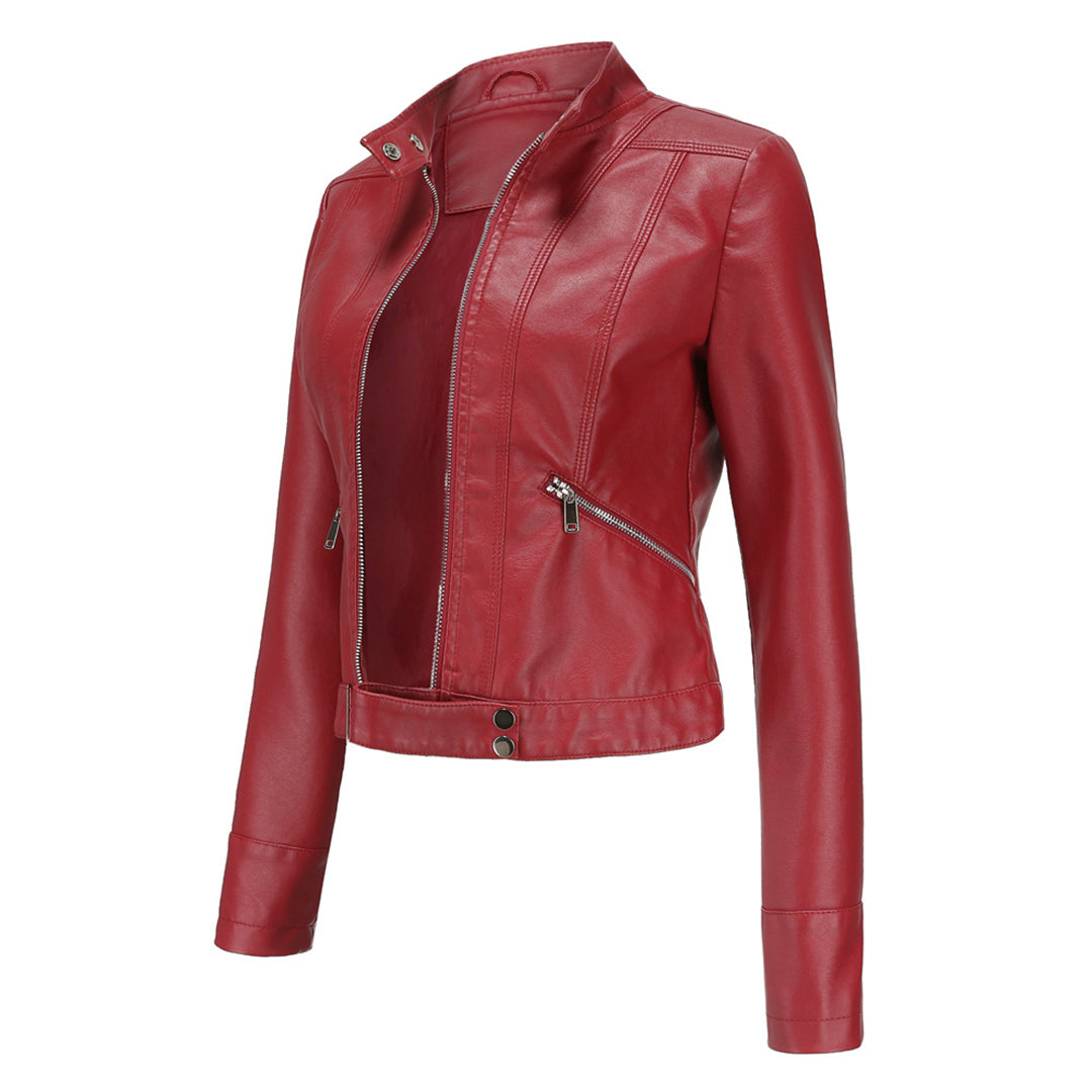 Trendy Dames Bikerjas met Ritssluiting en Verstelbare Taille