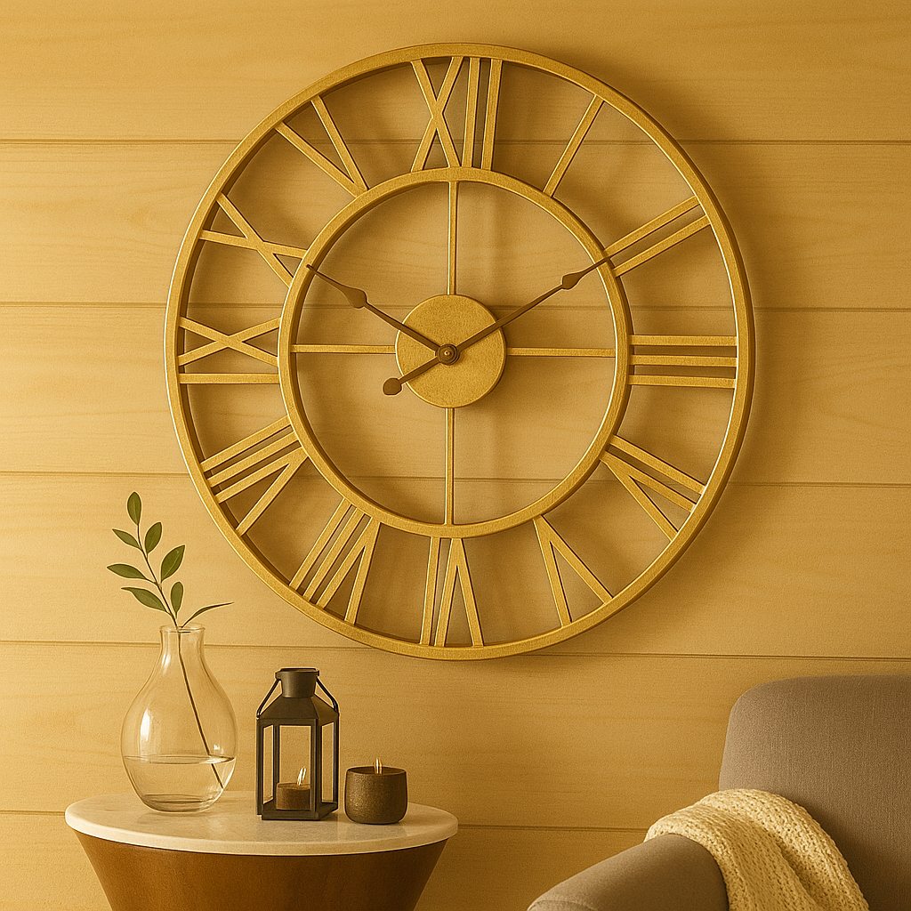 Industriële Wandklok met Romeinse Cijfers – Moderne Retro Stijl