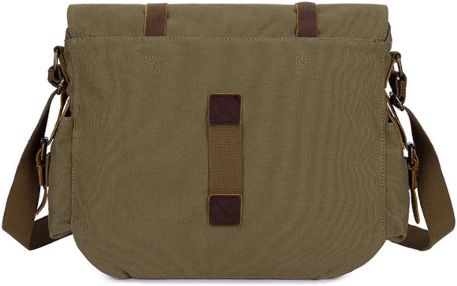 Vintage Canvas Messenger Tas voor Laptops 13-17 Inch Groen