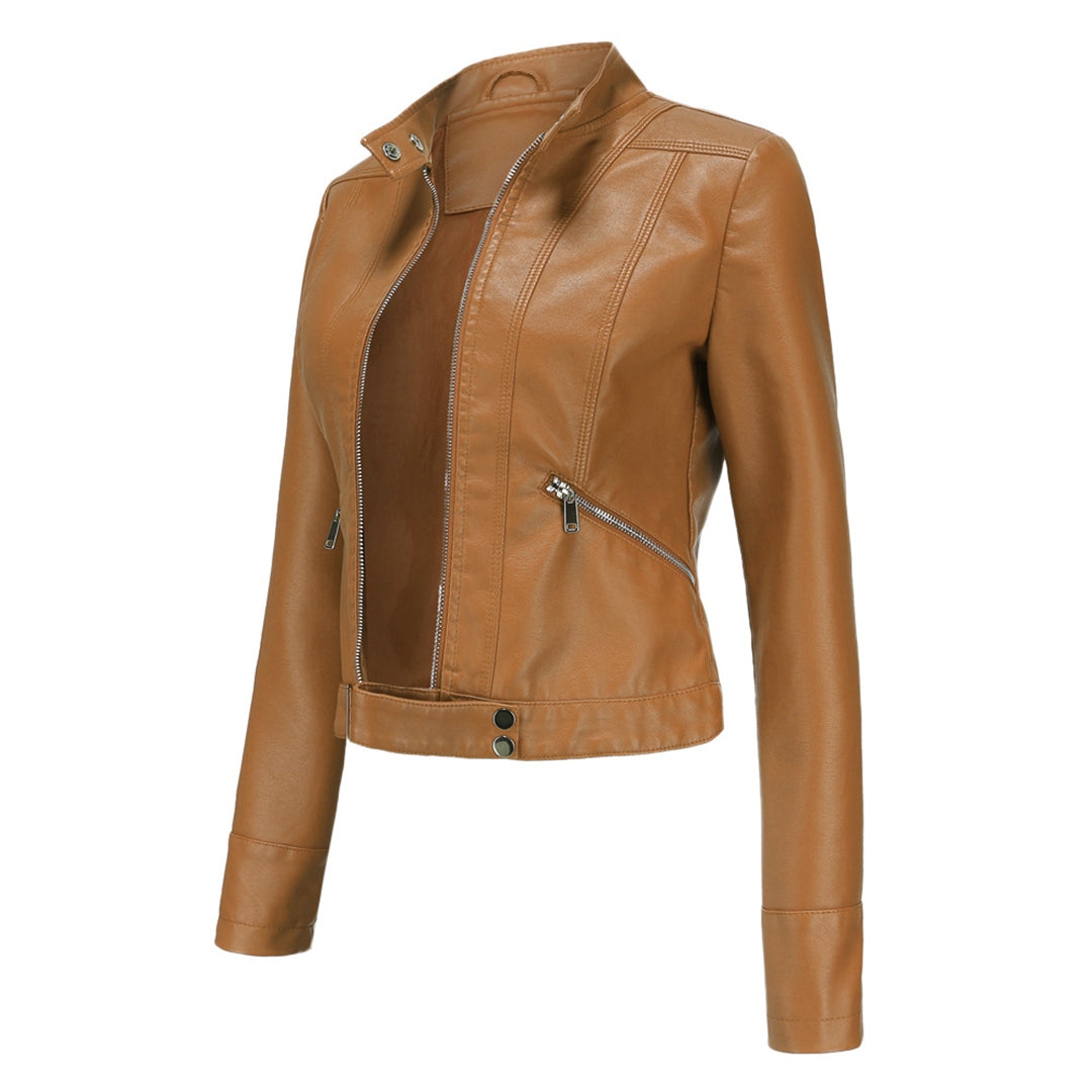 Trendy Dames Bikerjas met Ritssluiting en Verstelbare Taille