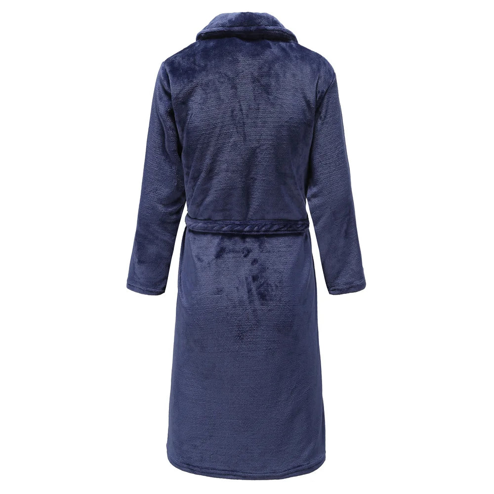 Heren Flanellen Bademantel V-Ausschnitt Langarm Casual Homewear-mezamstore.nl