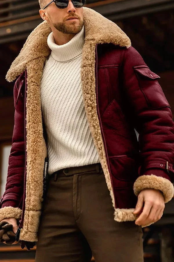 Heren Vintage Pilotenjas met Bontkraag – Warm & Stijlvol
