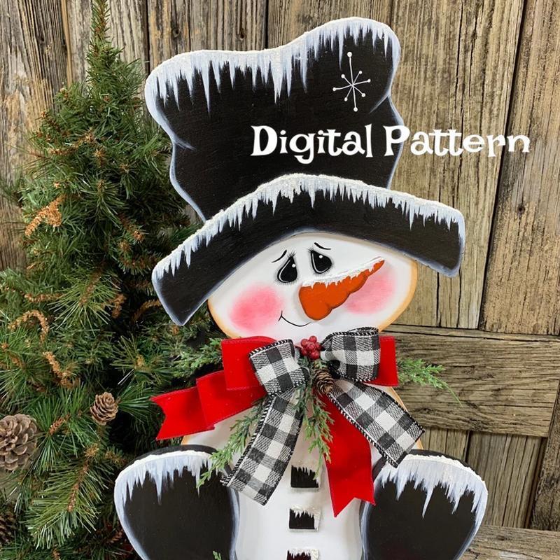 Houten Sneeuwpop Decoratie – Kerst Tafeldecoratie met Strik & Hoed