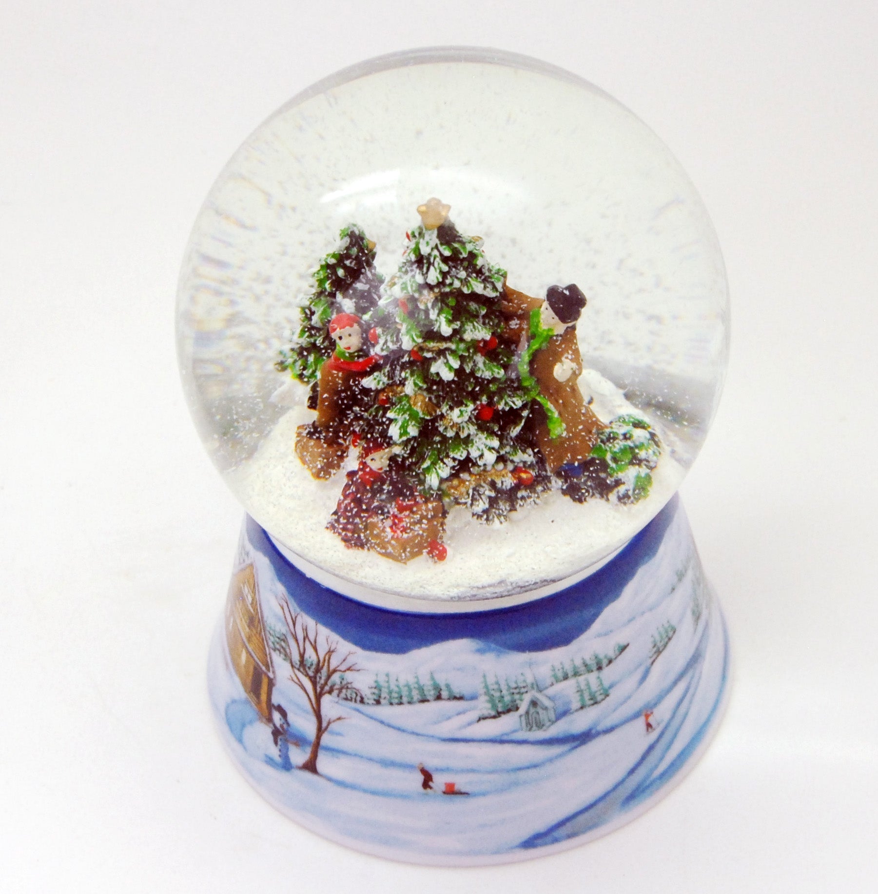 Nostalgische sneeuwbol met kerstboom en muziekdoos 14 cm hoog-mezamstore.nl