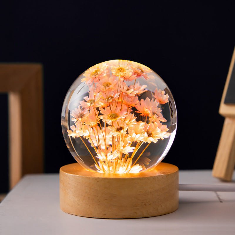 3D Kristallen Bloemenlamp met USB en Hars Design