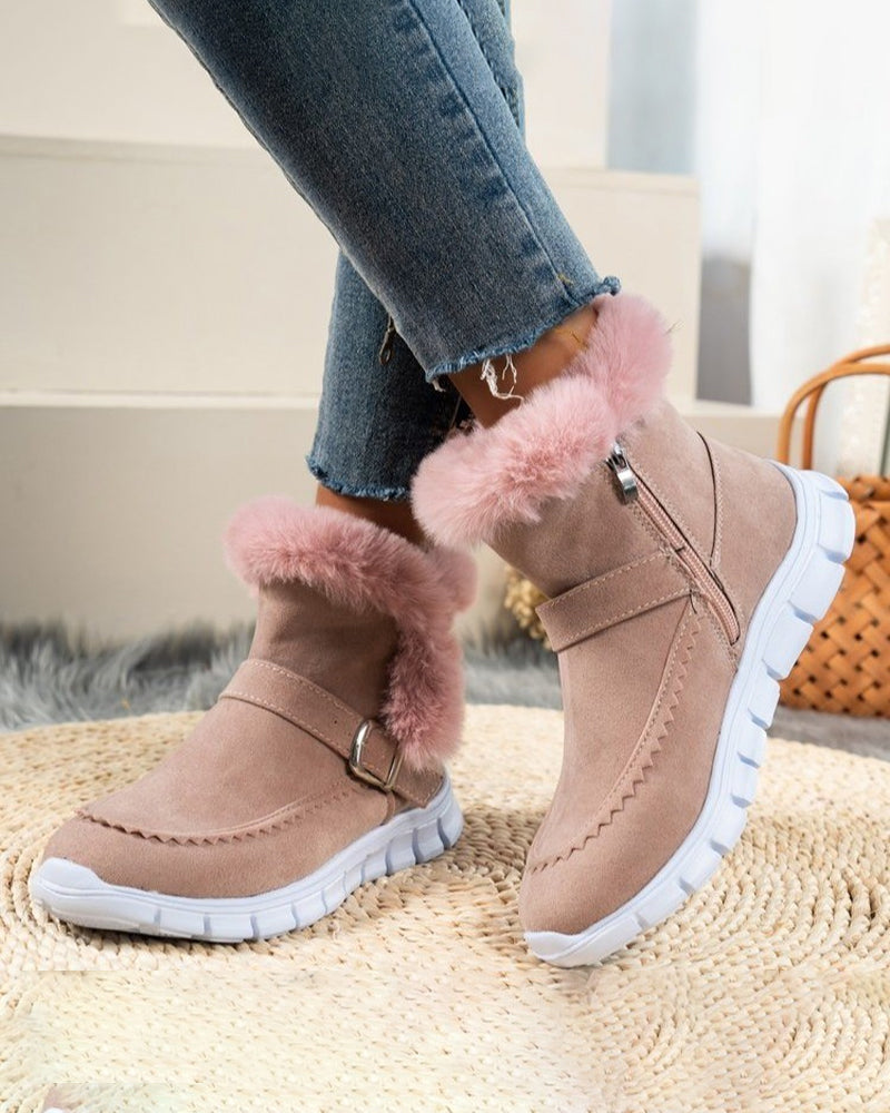 Warme Dames Winterboots met Bontkraag – Comfortabele Snow Boots