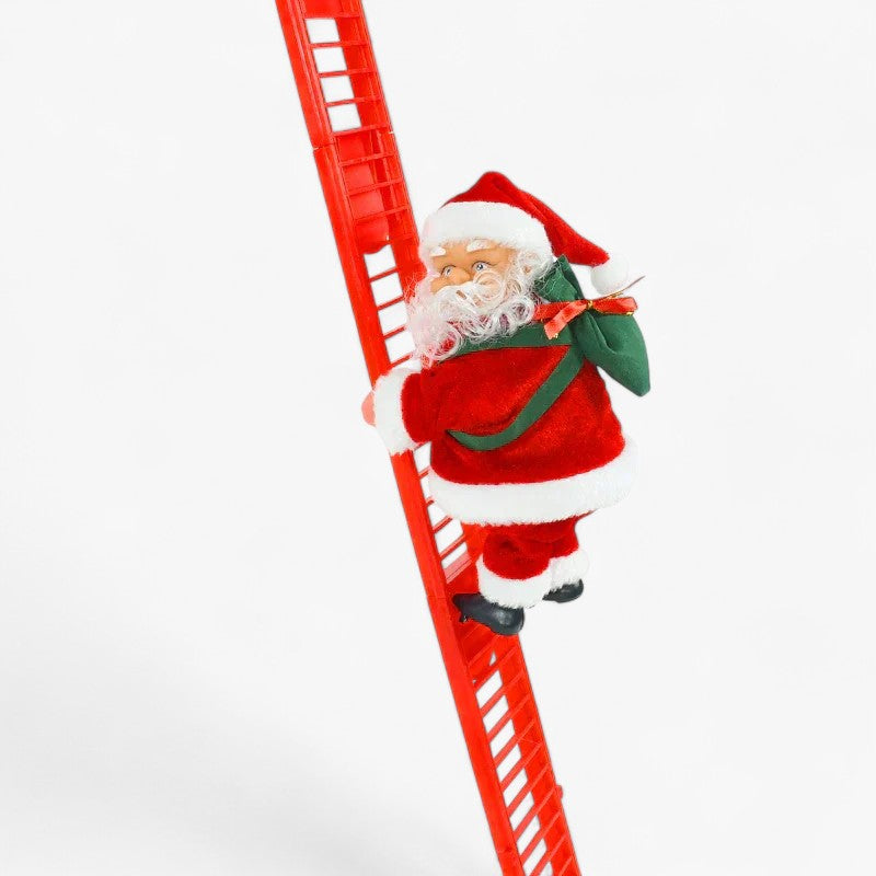 Klimmende Kerstman Decoratie – Santa met Ladder voor Kerstboom