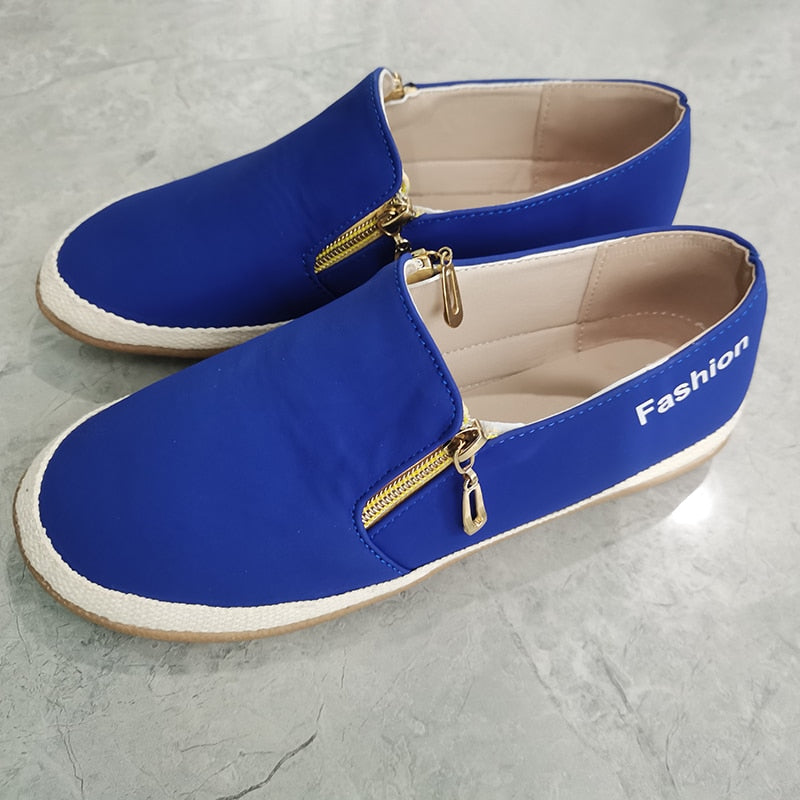 Comfortabele Platte PU Schoenen met Ritsluiting