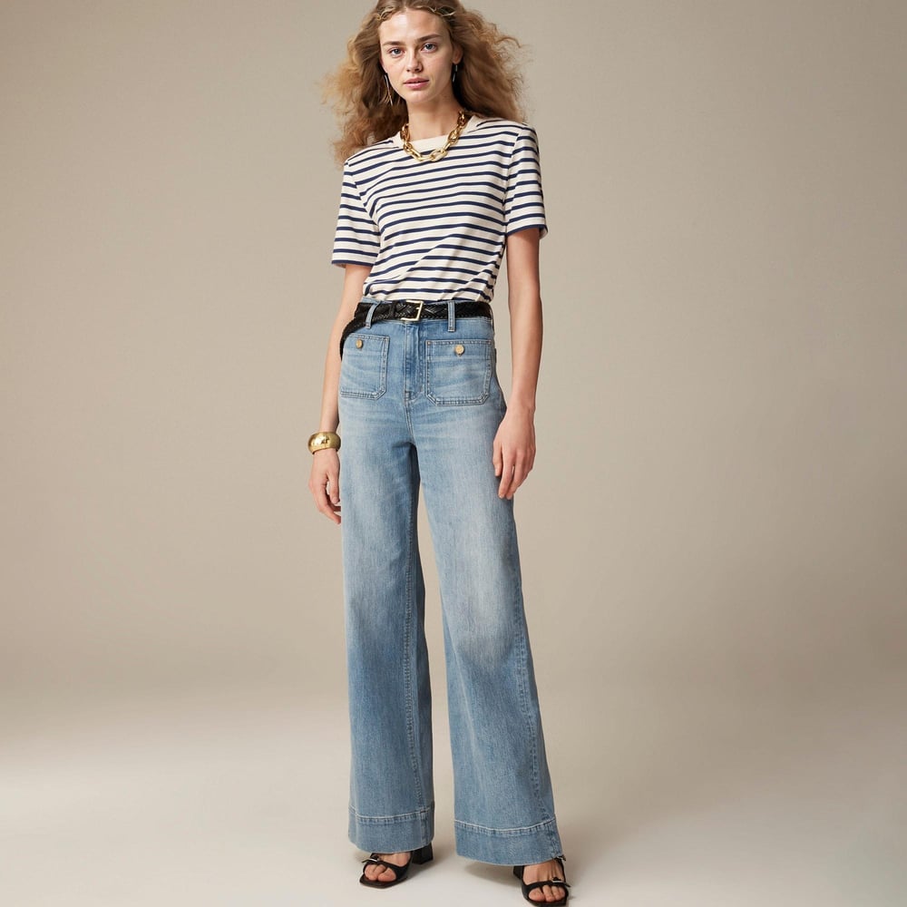 Hoge Taille Sailor Pantalon met Gouden Knopen
