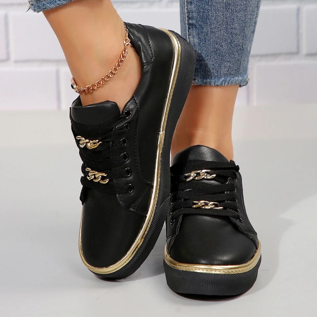 Trendy Comfortabele Dames Sneakers met Gouden Accenten