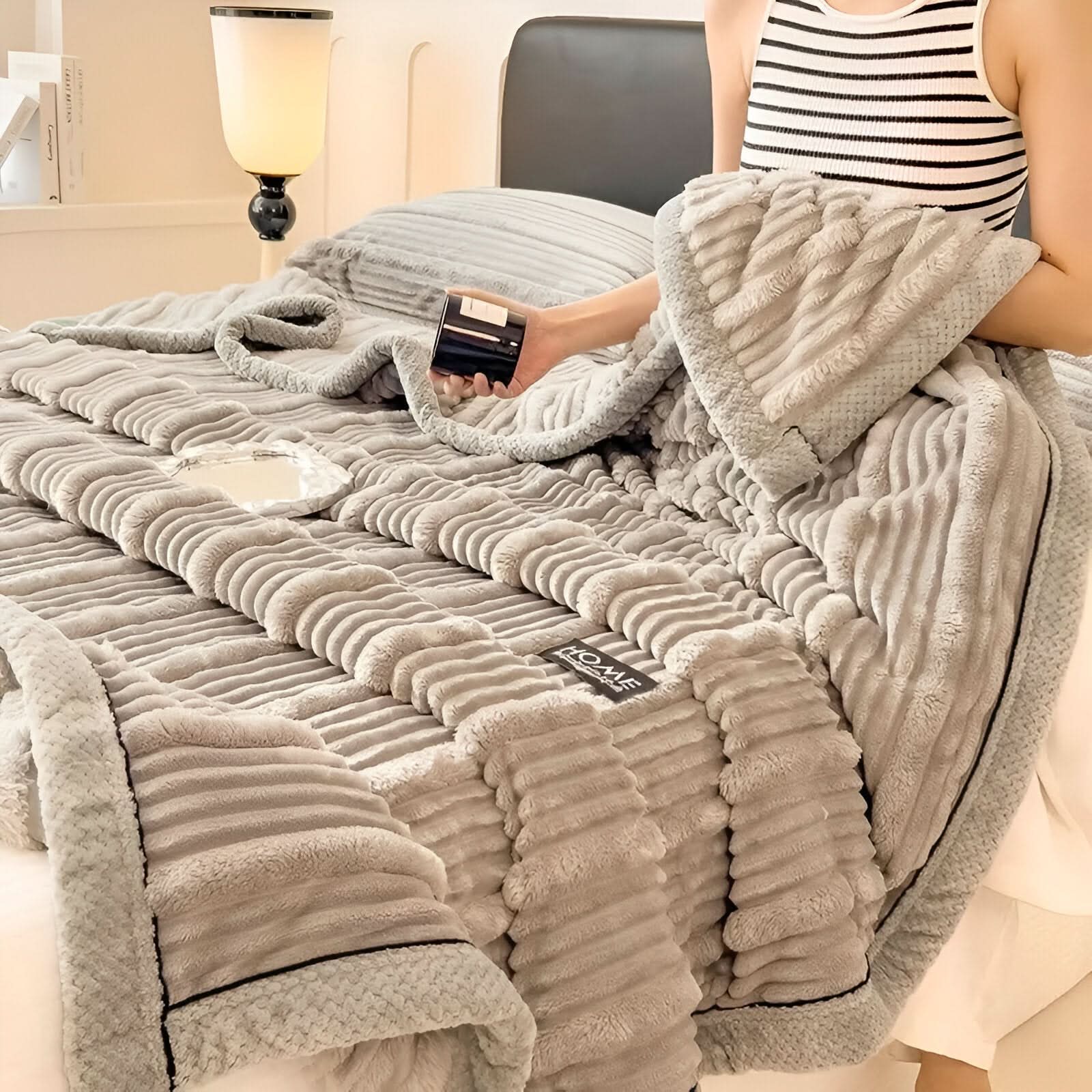 Zachte Rib Pluche Deken – Luxe Warm Woondeken voor Bed & Bank