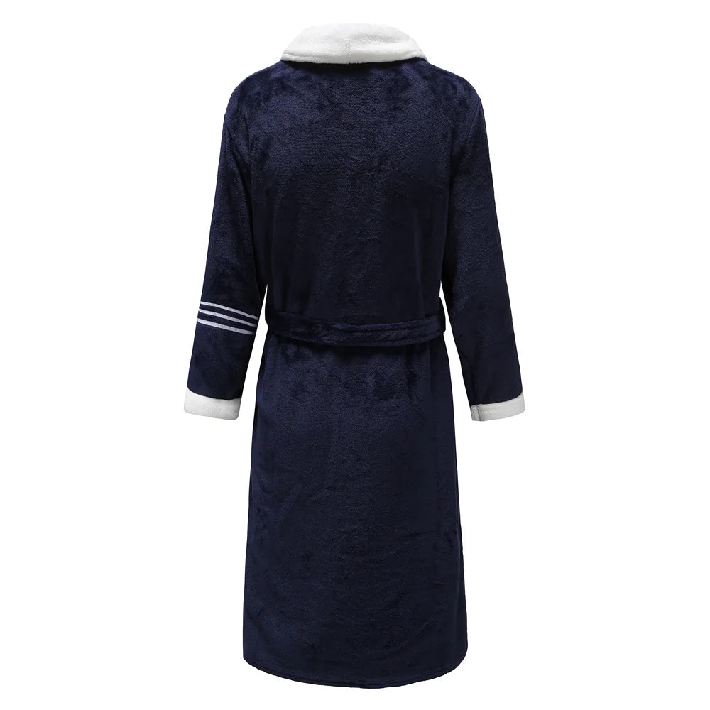 Heren Flanellen Bademantel V-Ausschnitt Langarm Casual Homewear-mezamstore.nl