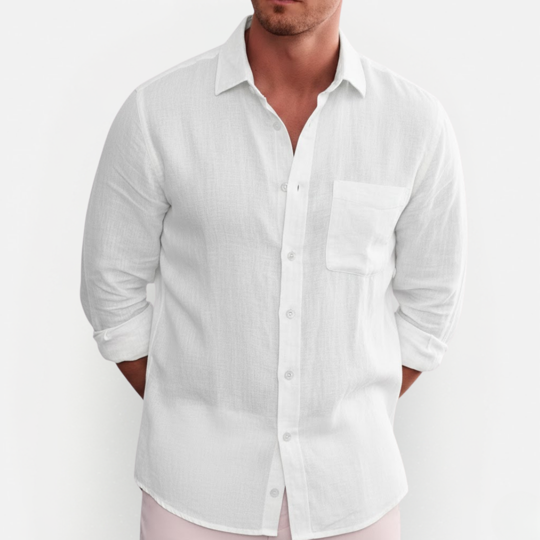 Heren Overhemd Lange Mouw – Linnen Look & Comfort Fit
