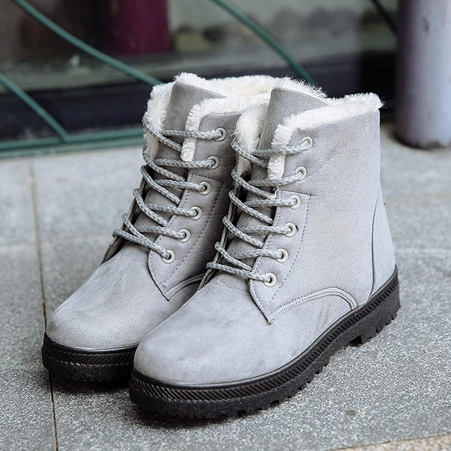 Dames Winterboots met Bontvoering – Warme Antislip Enkelboots
