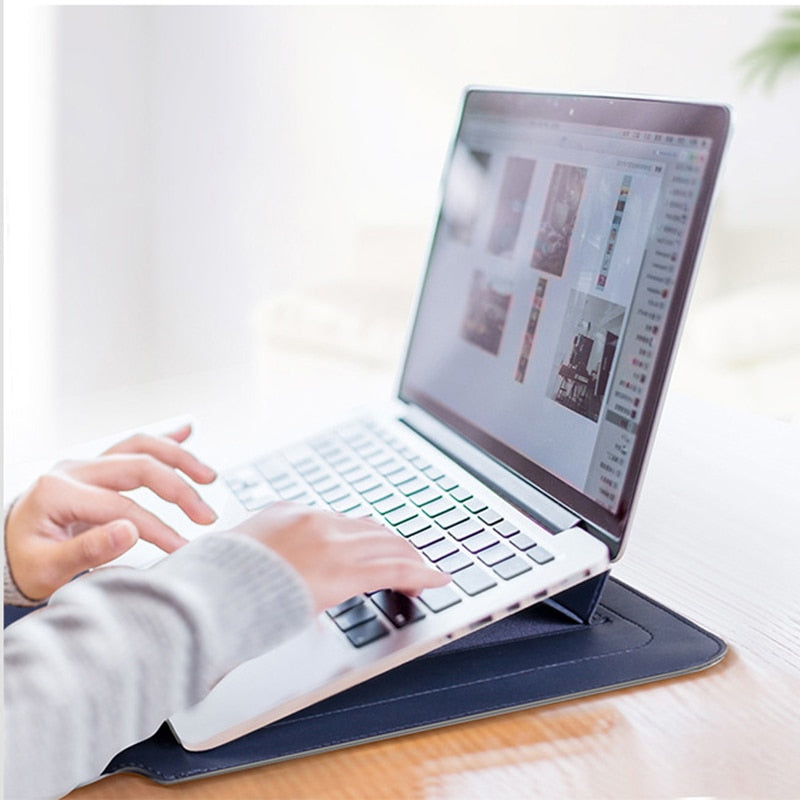 3-in-1 Waterdichte Laptop Sleeve Case met Polssteun en Standaard