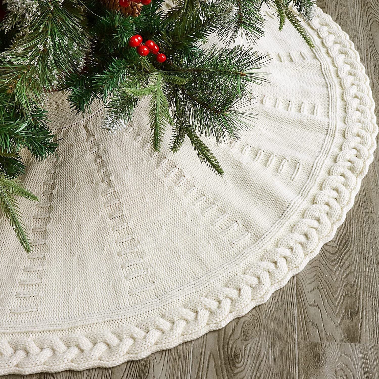 Gebreide Kerstboomrok – Decoratieve Boomskirt voor Feestdagen