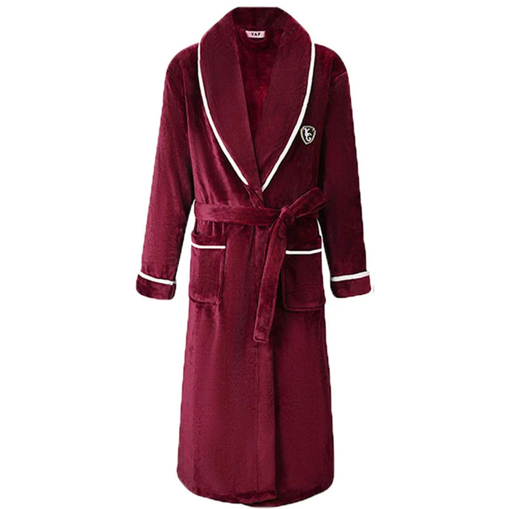 Heren Flanellen Bademantel V-Ausschnitt Langarm Casual Homewear-mezamstore.nl