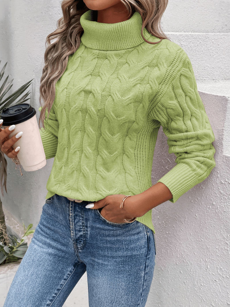 Kabelgebreide Turtleneck Trui voor Dames - Warme Winter Sweater