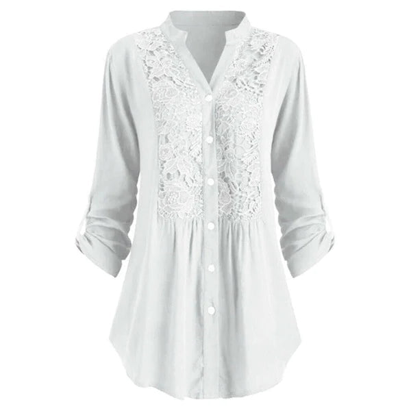 Lange damesblouse met pofmouwen - Chique en veelzijdig