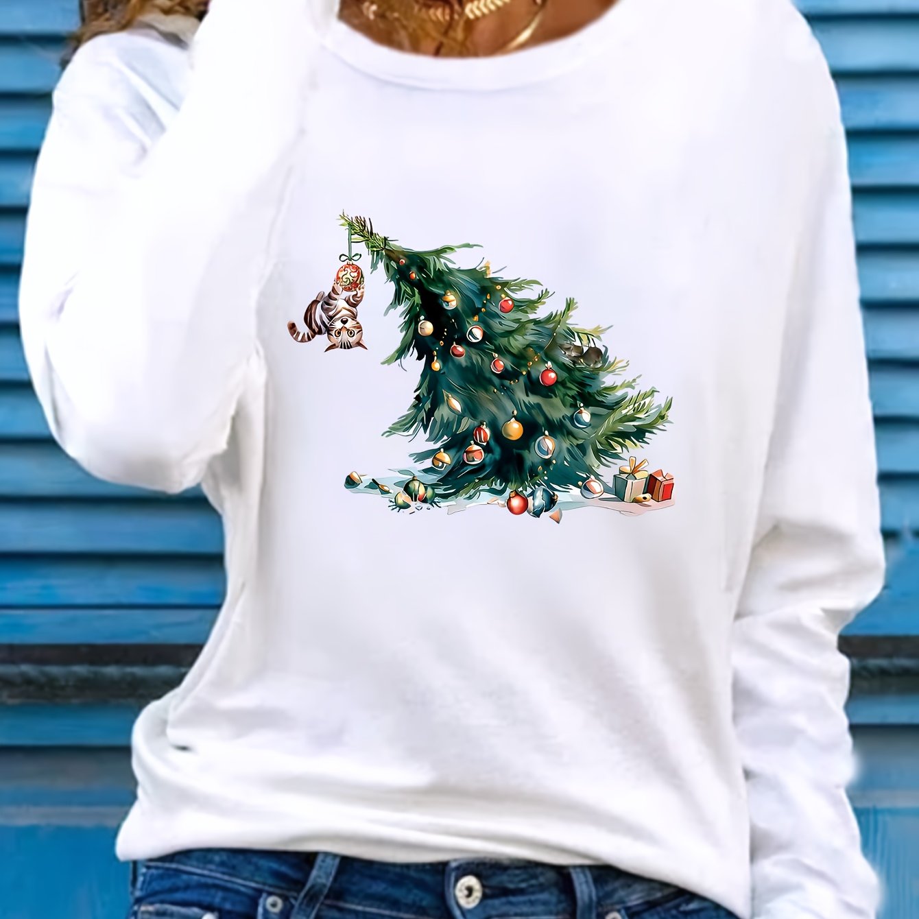 Dames Kersttrui met Hond en Boom – Winter Sweater