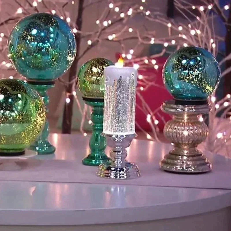 Glitter Swirl LED Kaars – Decoratieve Verlichte Kersttafel Decoratie