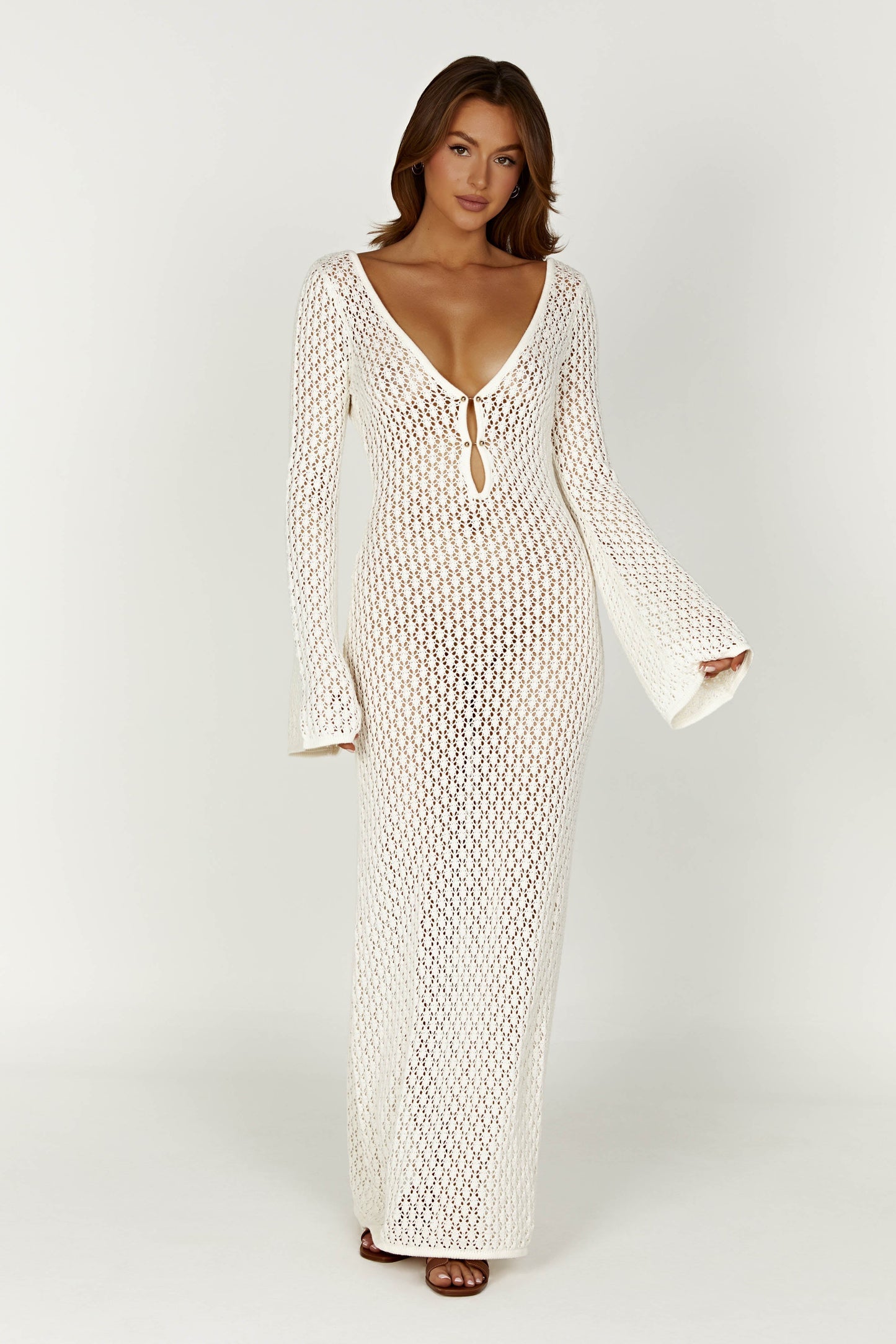 Elegante Witte Zomerjurk met Wijde Mouwen
