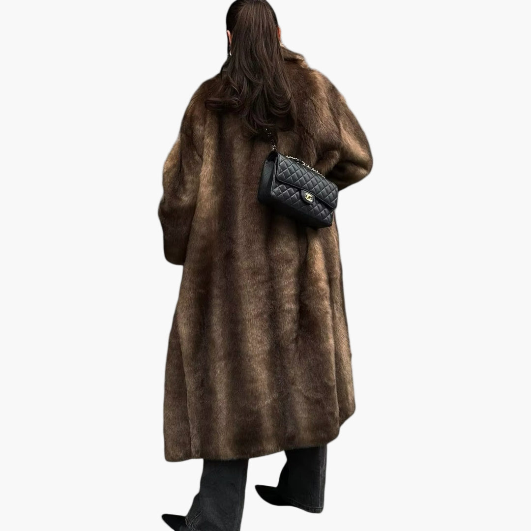 Dames Lange Faux Fur Jas – Luxe Wintermantel met Elegante Look