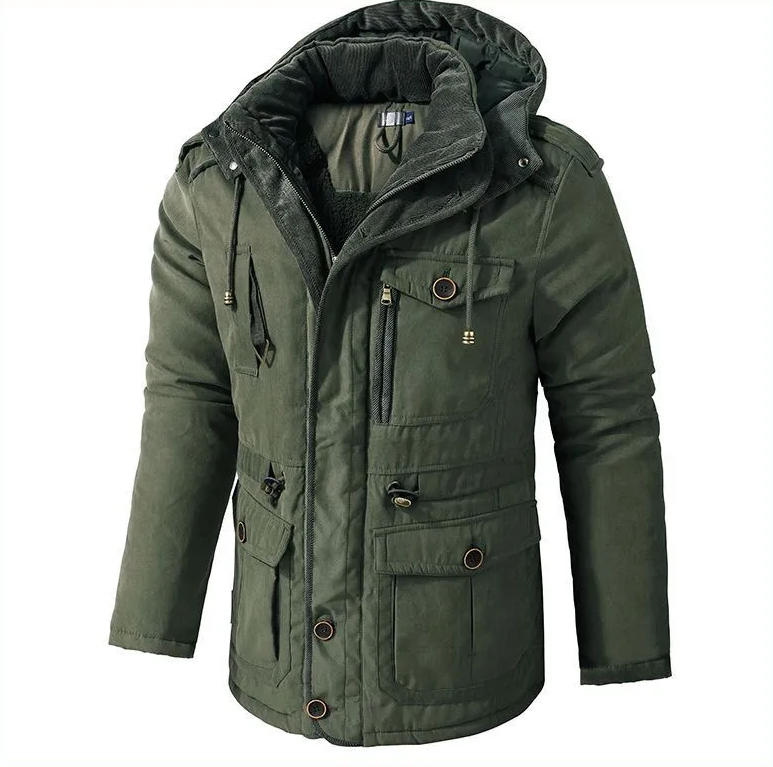 Heren Winter Parka – Warme Jas met Capuchon en Meerdere Zakken