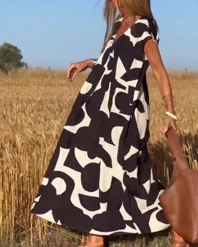 Elegante katoenen zomerjurk met patroon