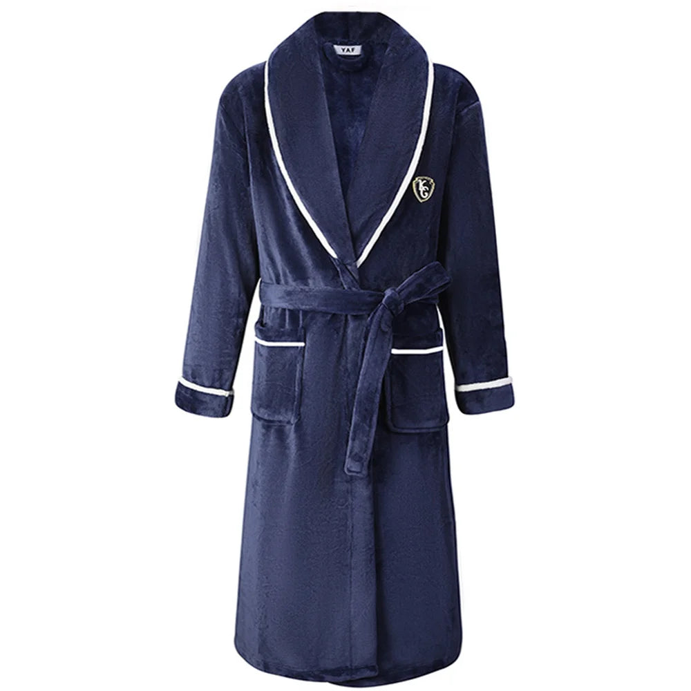 Heren Flanellen Bademantel V-Ausschnitt Langarm Casual Homewear-mezamstore.nl