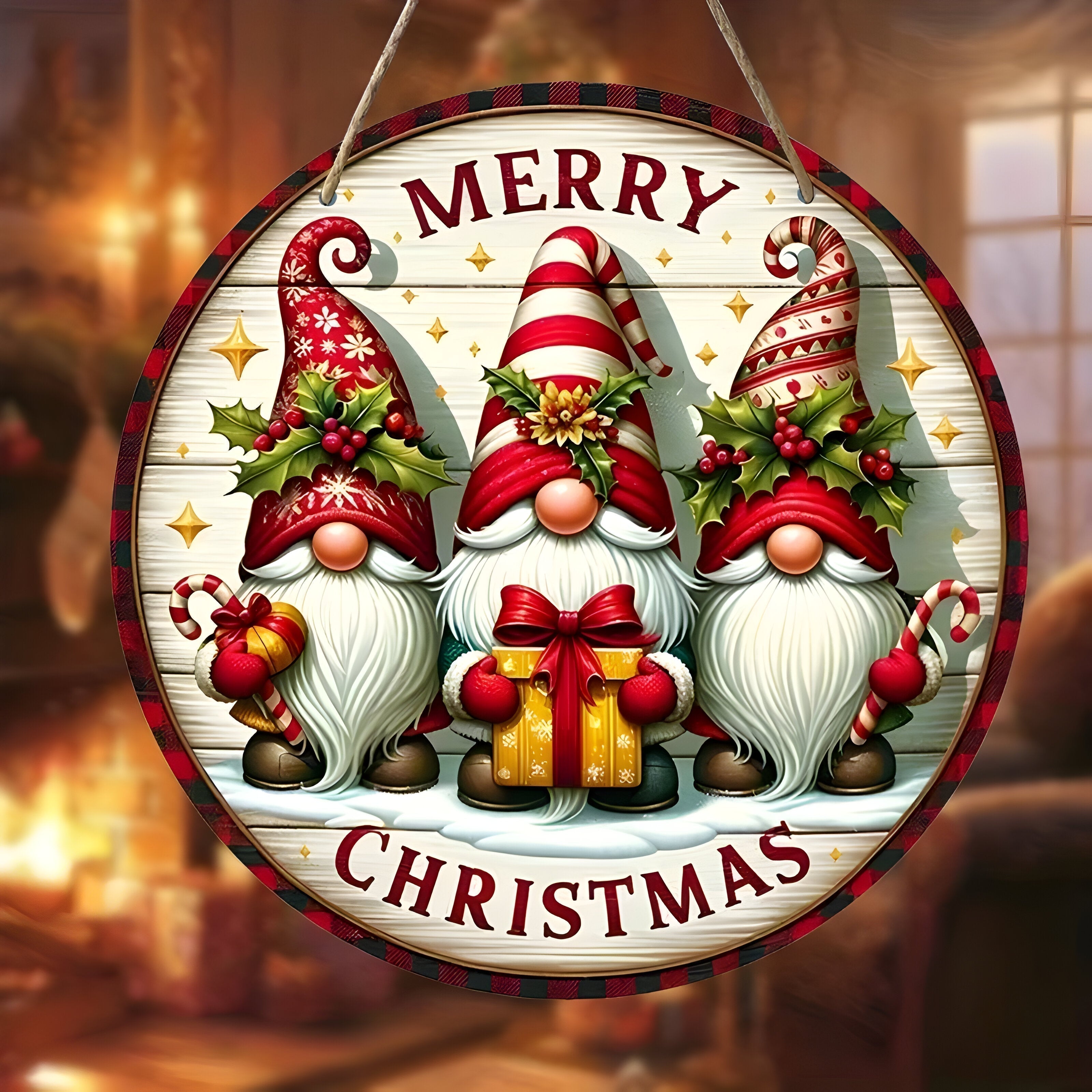 Merry Christmas Gnome Deurhanger – Feestelijke Kerstdecoratie