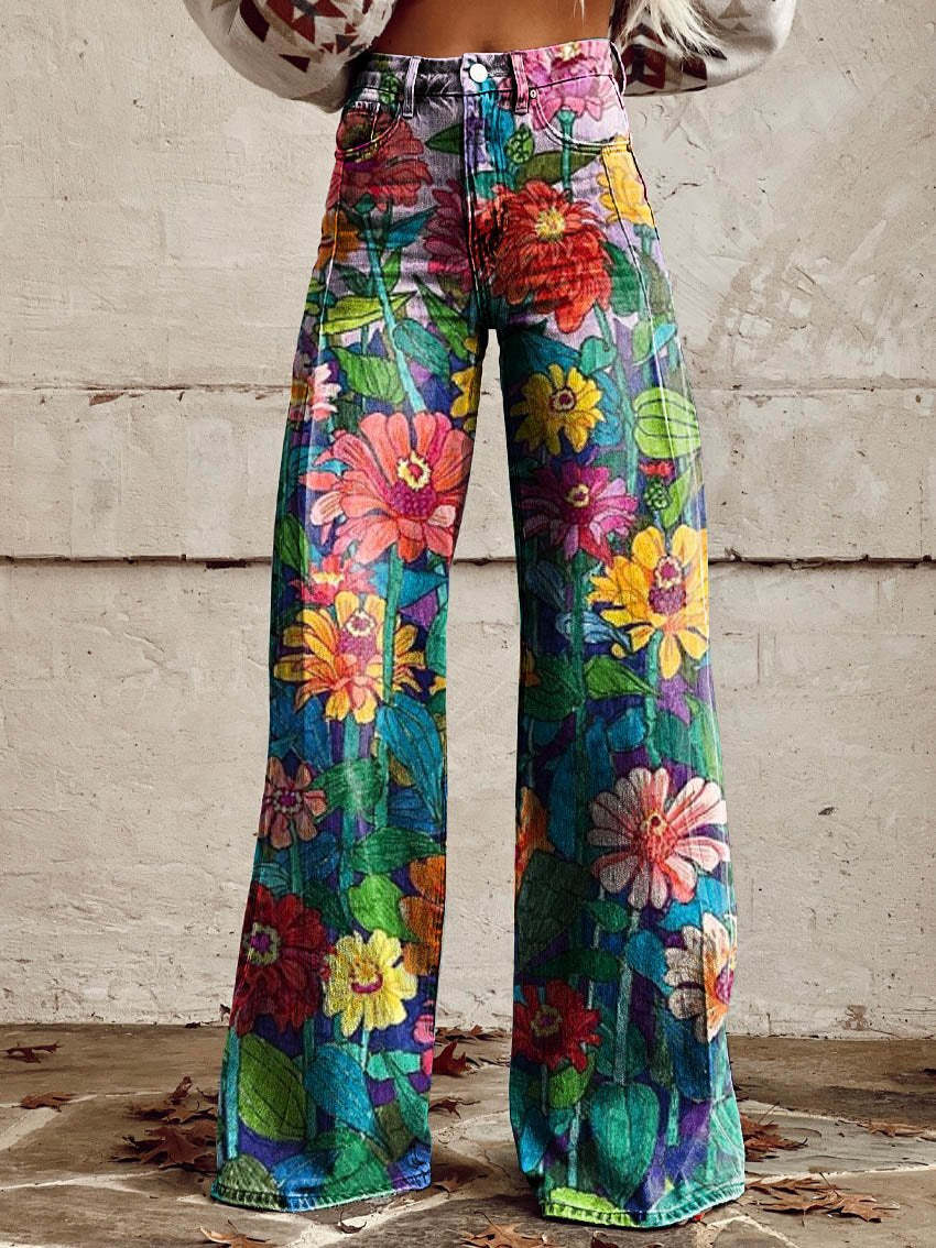 ColorVibe - Kleurrijke Vintage Broek voor Dames-mezamstore.nl
