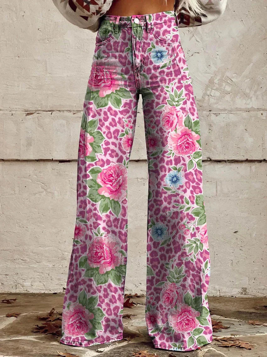 ColorVibe - Kleurrijke Vintage Broek voor Dames-mezamstore.nl