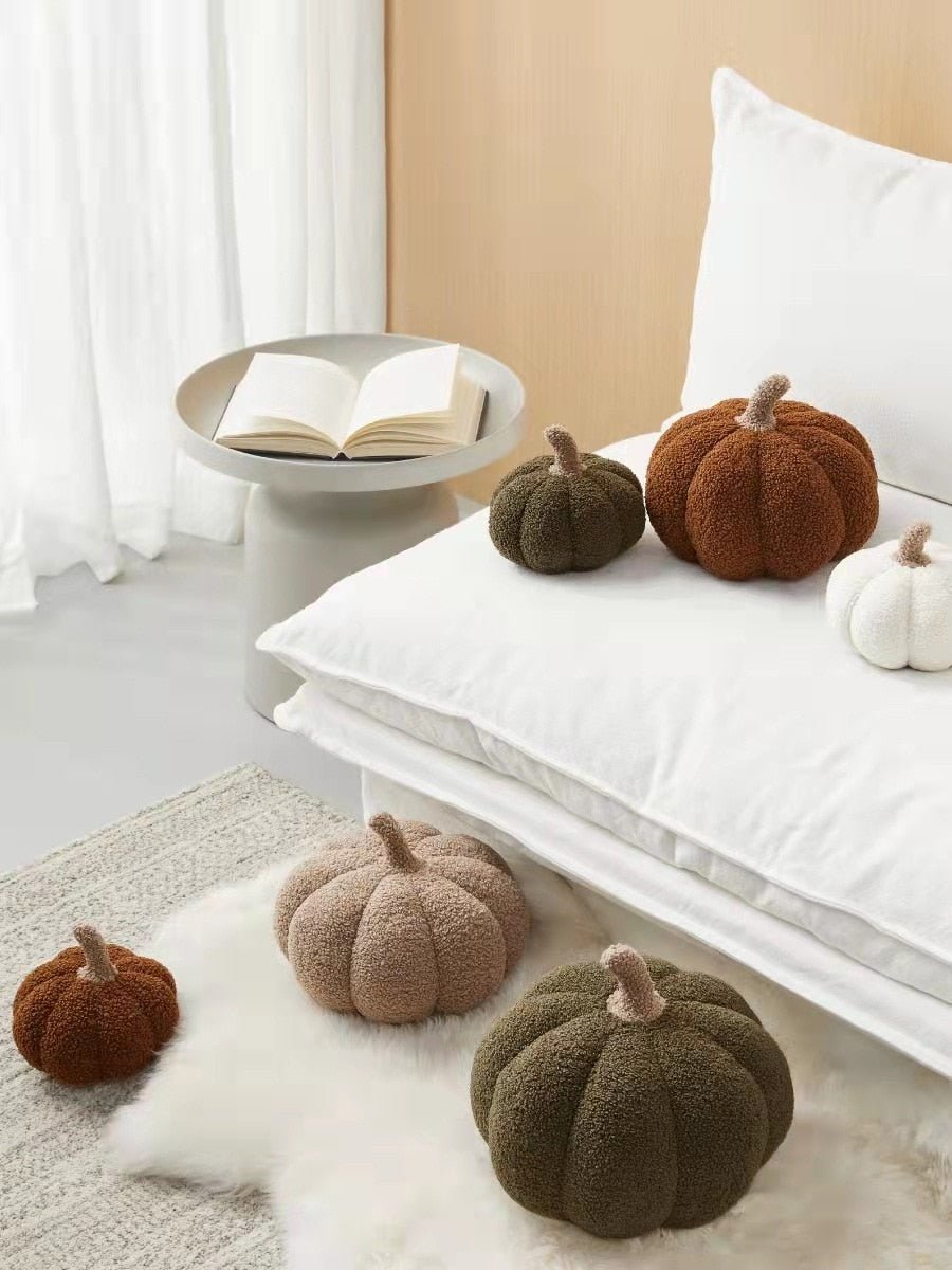 CozyPumpkin Pluche Kussen – Zacht Decoratief Pompoen Kussen voor Herfst en Halloween-mezamstore.nl