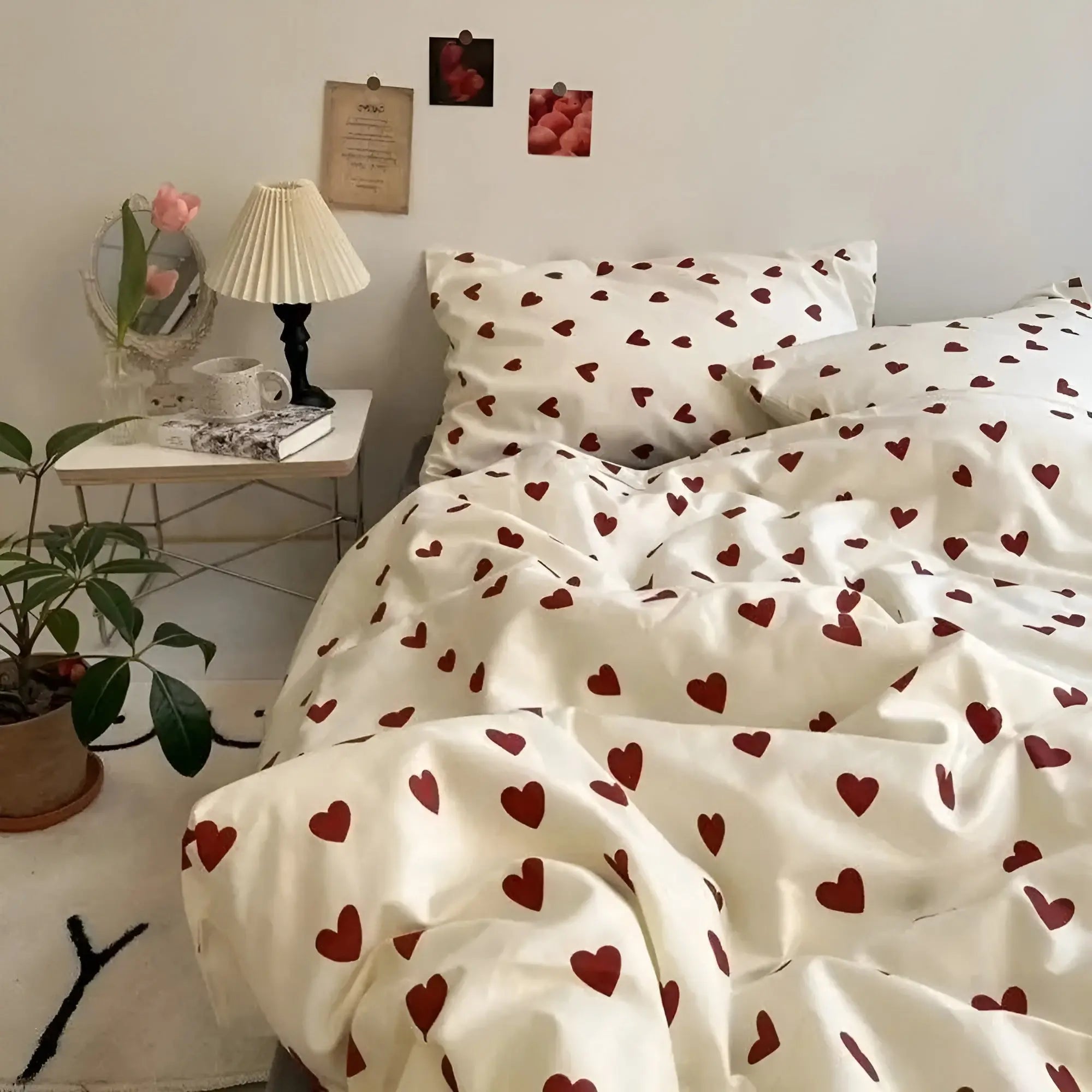 LoveNest - Romantisch Dekbedovertrek Set met Hartjesmotief-mezamstore.nl
