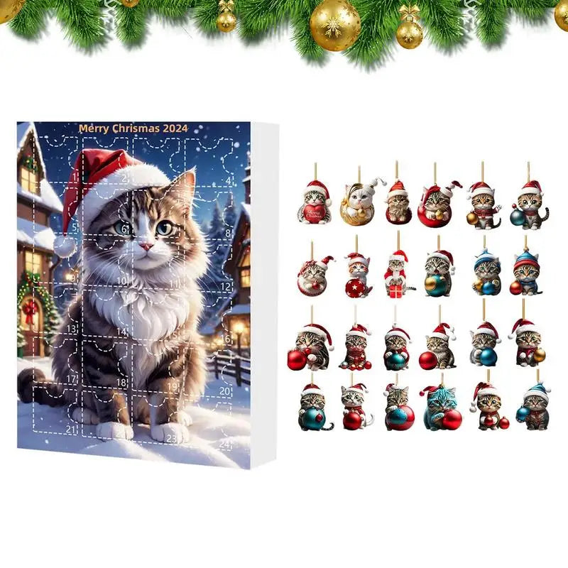 Schattige Kerst Kat Adventskalender - Vrolijke Kerstdecoratie voor Thuis-mezamstore.nl