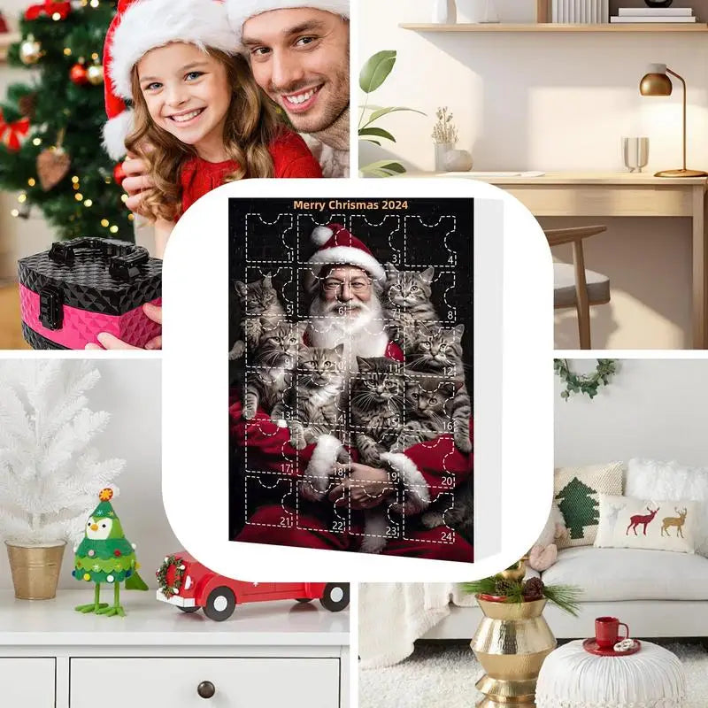 Schattige Kerst Kat Adventskalender - Vrolijke Kerstdecoratie voor Thuis-mezamstore.nl