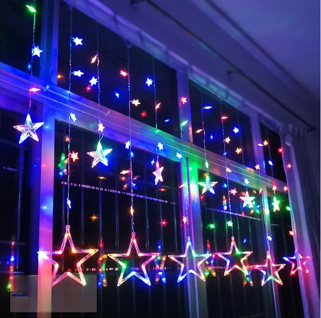 TwinkleLight LED Sterren Gordijnverlichting - Winterse Sfeerverlichting en Decoratie-mezamstore.nl