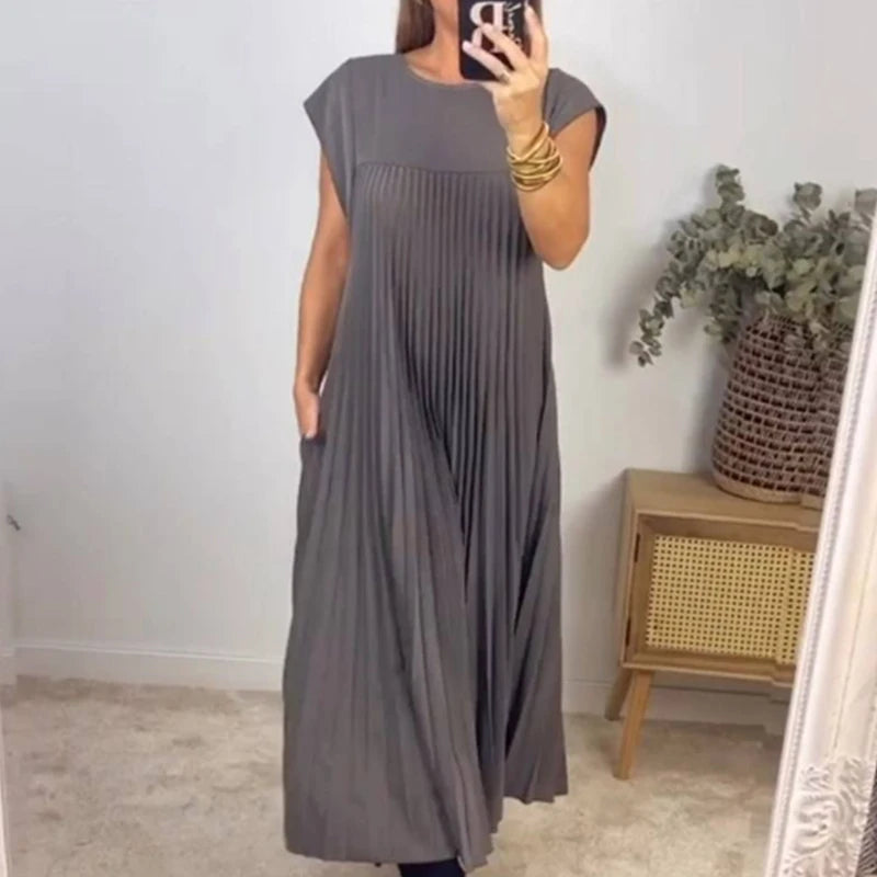 Mouwloze Geplooide Jurk - Elegant en Comfortabel