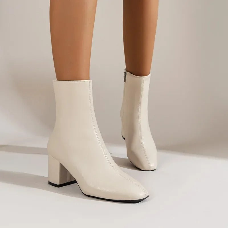 Dames Enkellaarsjes met Blokhak – Elegante Hoge Fashion Boots
