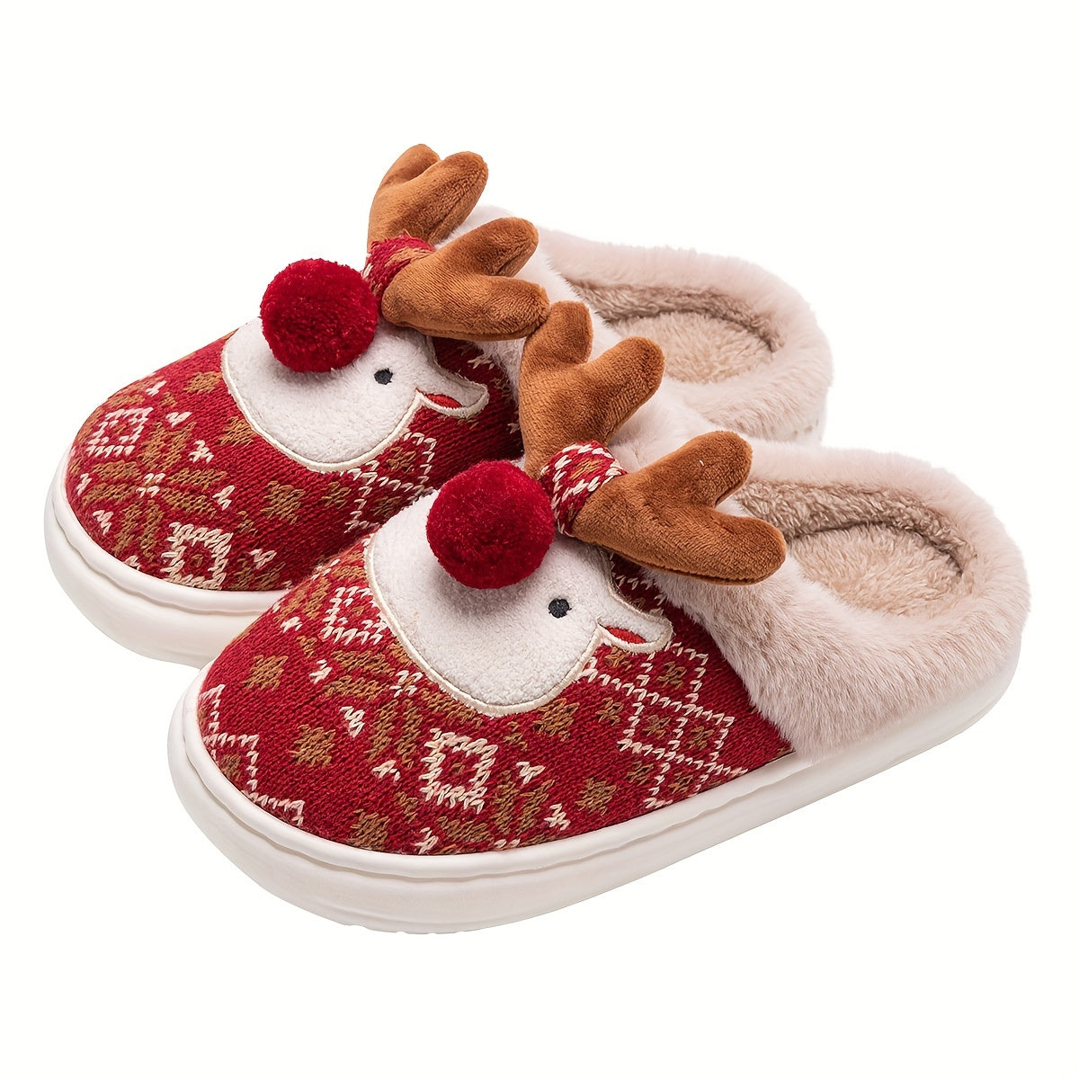 Kerst Rendier Pantoffels voor Dames – Warme Winter Slippers
