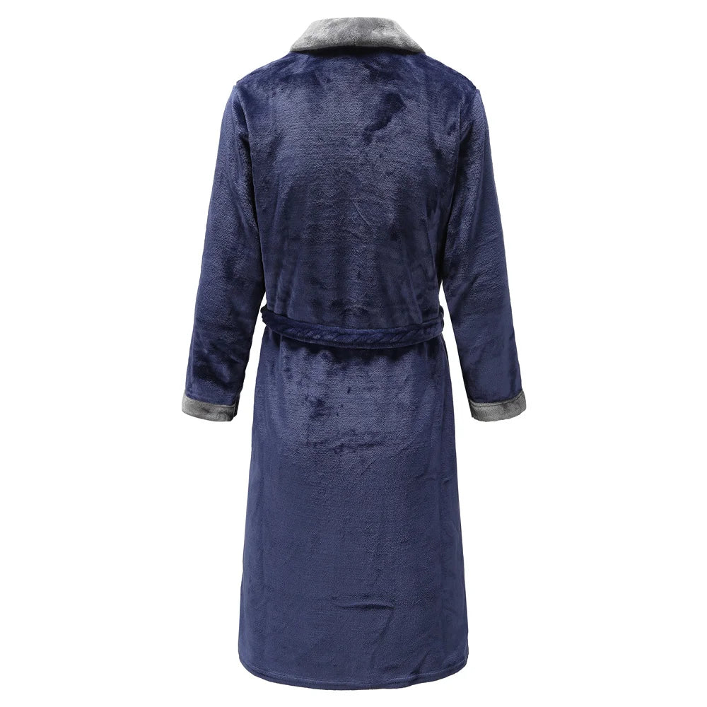 Heren Flanellen Bademantel V-Ausschnitt Langarm Casual Homewear-mezamstore.nl