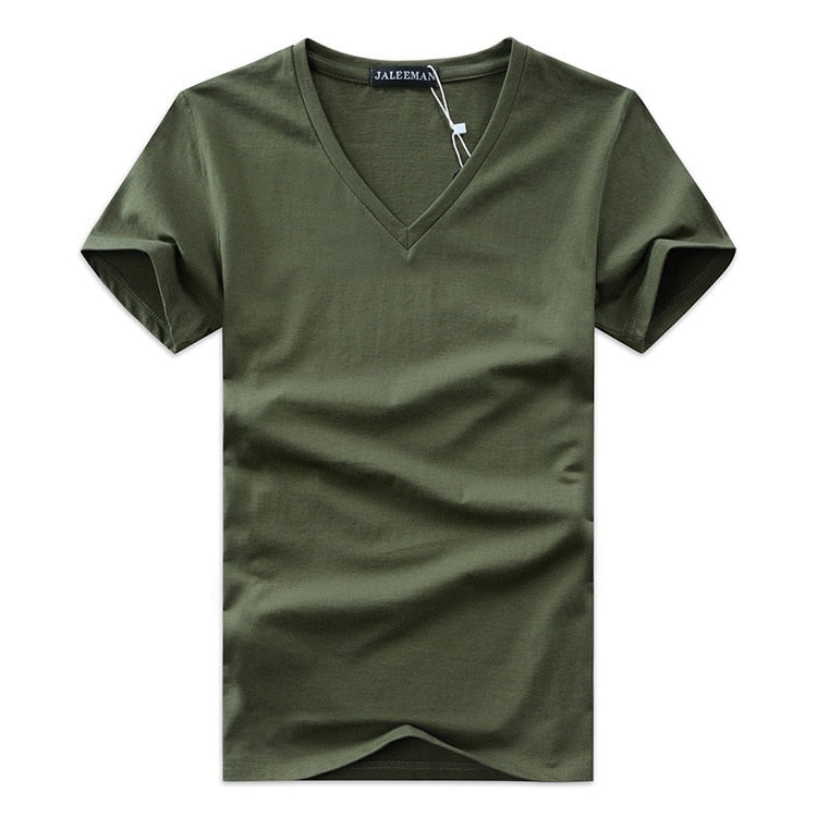 Slim Fit V-hals T-shirt voor Heren