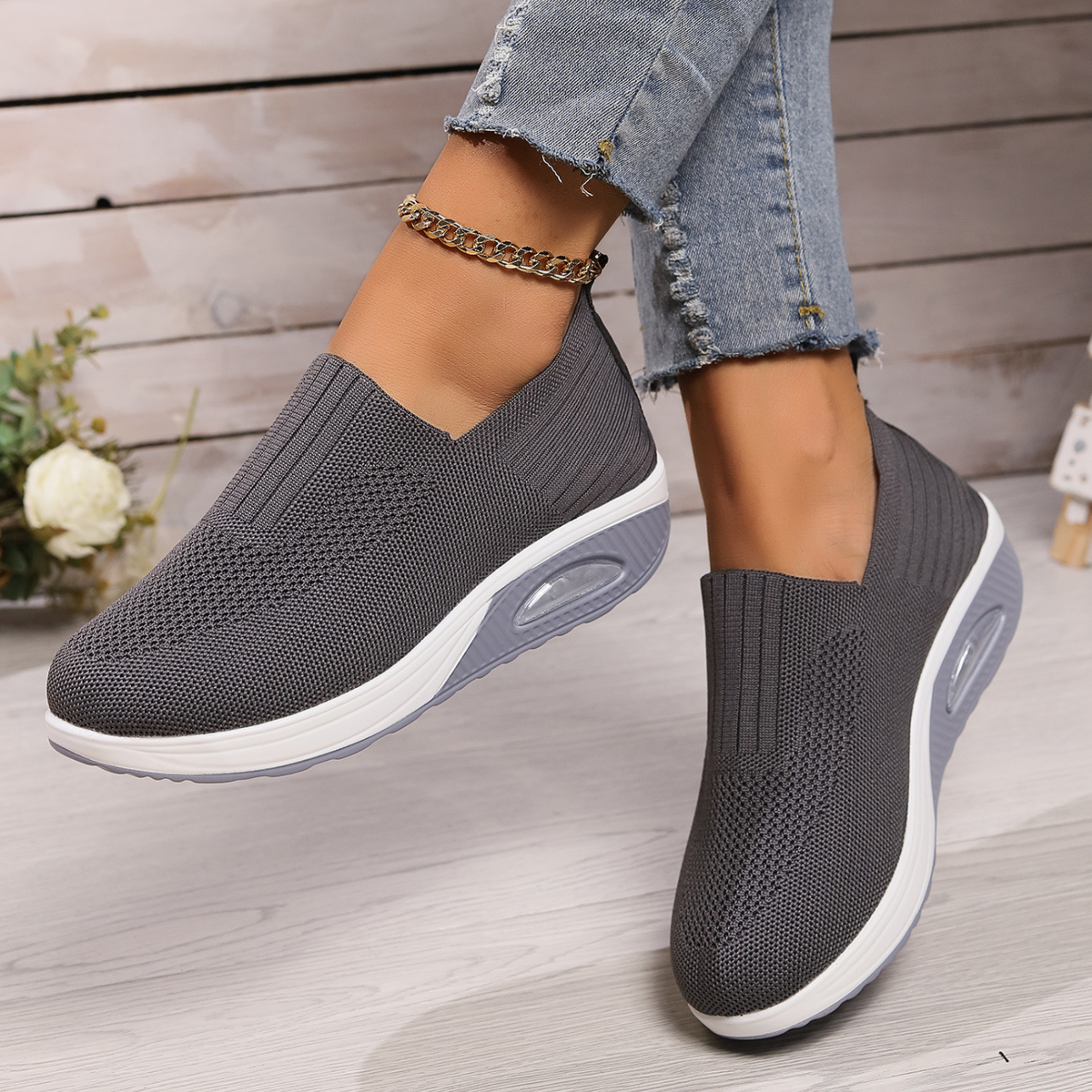 Sneakers Dames Slip On Wedgezool Comfortabele Instappers