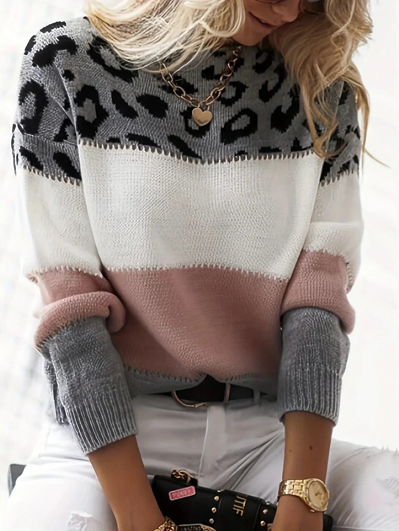 Leopard-Print Trui met Perfecte Pasvorm