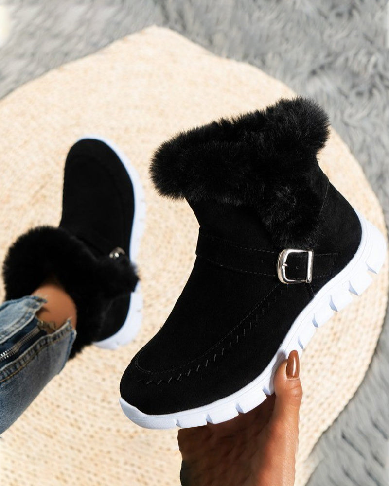 Warme Dames Winterboots met Bontkraag – Comfortabele Snow Boots