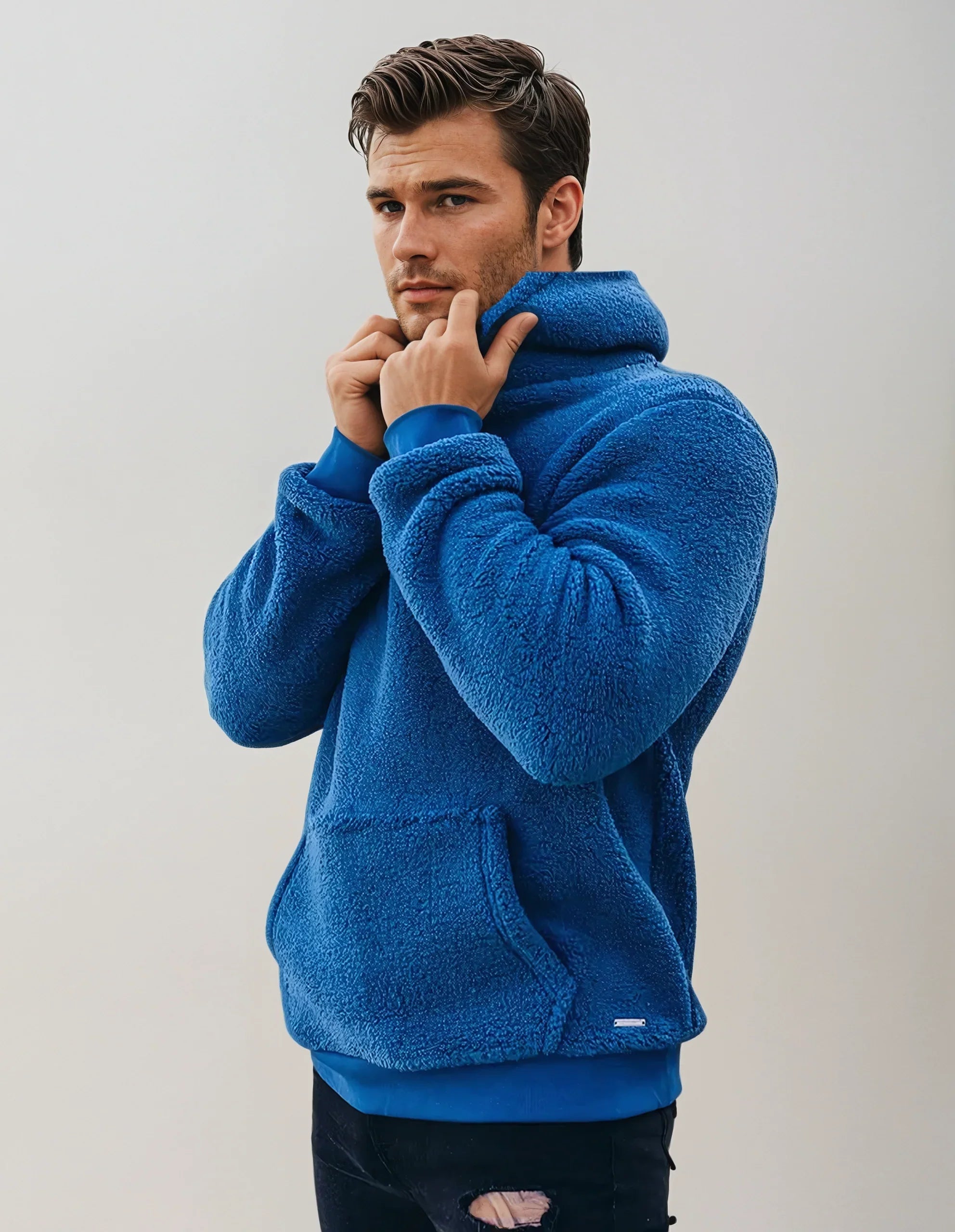 Heren Hoodie van Superzacht Plüschmateriaal voor Luxe Comfort-mezamstore.nl