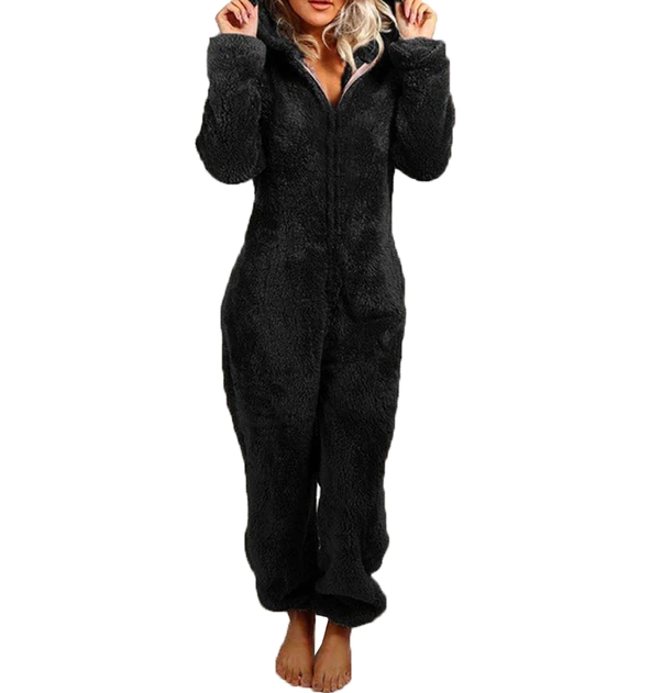 Dames Fleece Onesie – Warme Fluffy Huispak met Capuchon