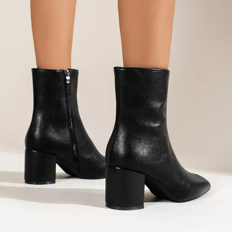 Dames Enkellaarsjes met Blokhak – Elegante Hoge Fashion Boots