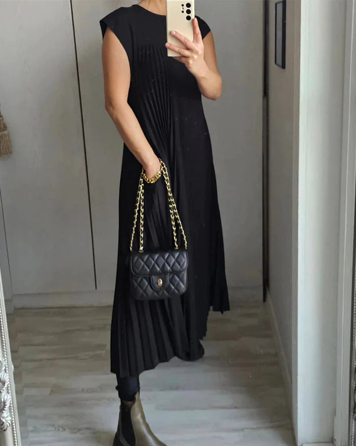 Mouwloze Geplooide Jurk - Elegant en Comfortabel
